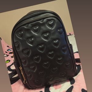Black Heart-Quilted Women's Backpack